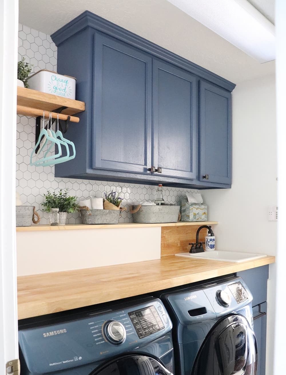 easy diy project: laundry shelves and storage