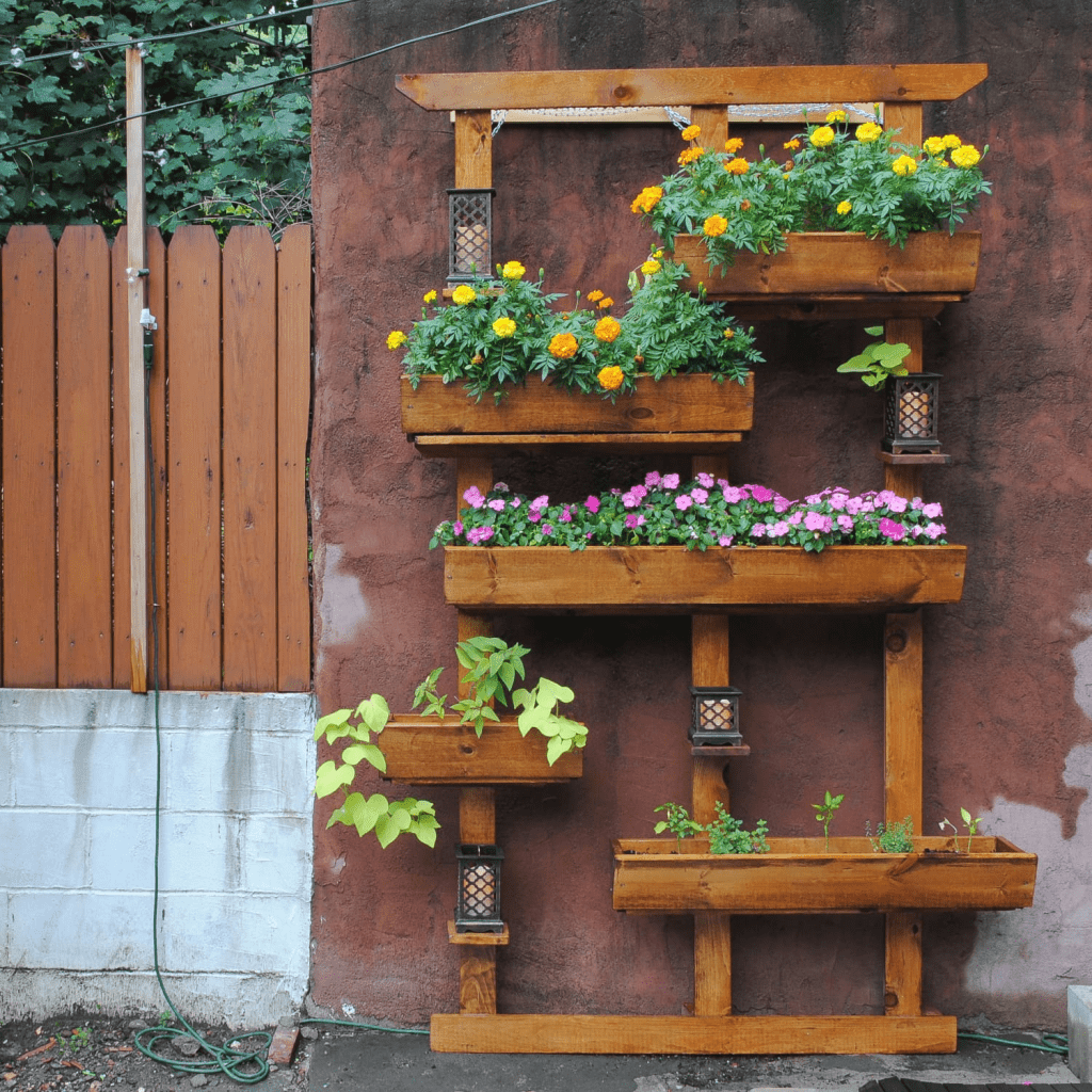 small backyard landscaping ideas - vertical garden boxes